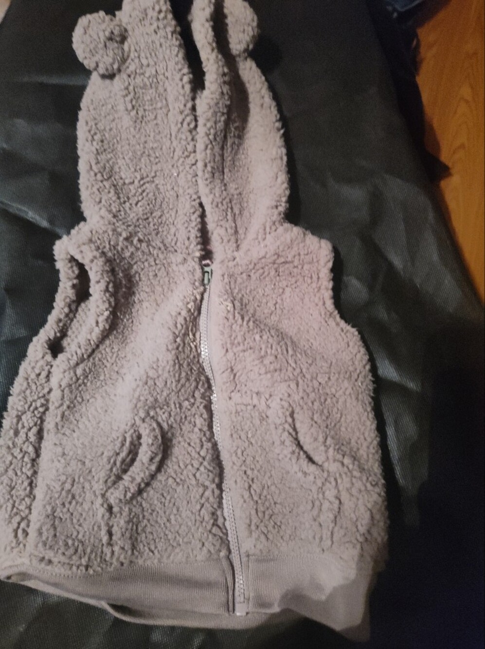 Cozy Teddy Fleece Hooded Vest for Kids - Light Taupe